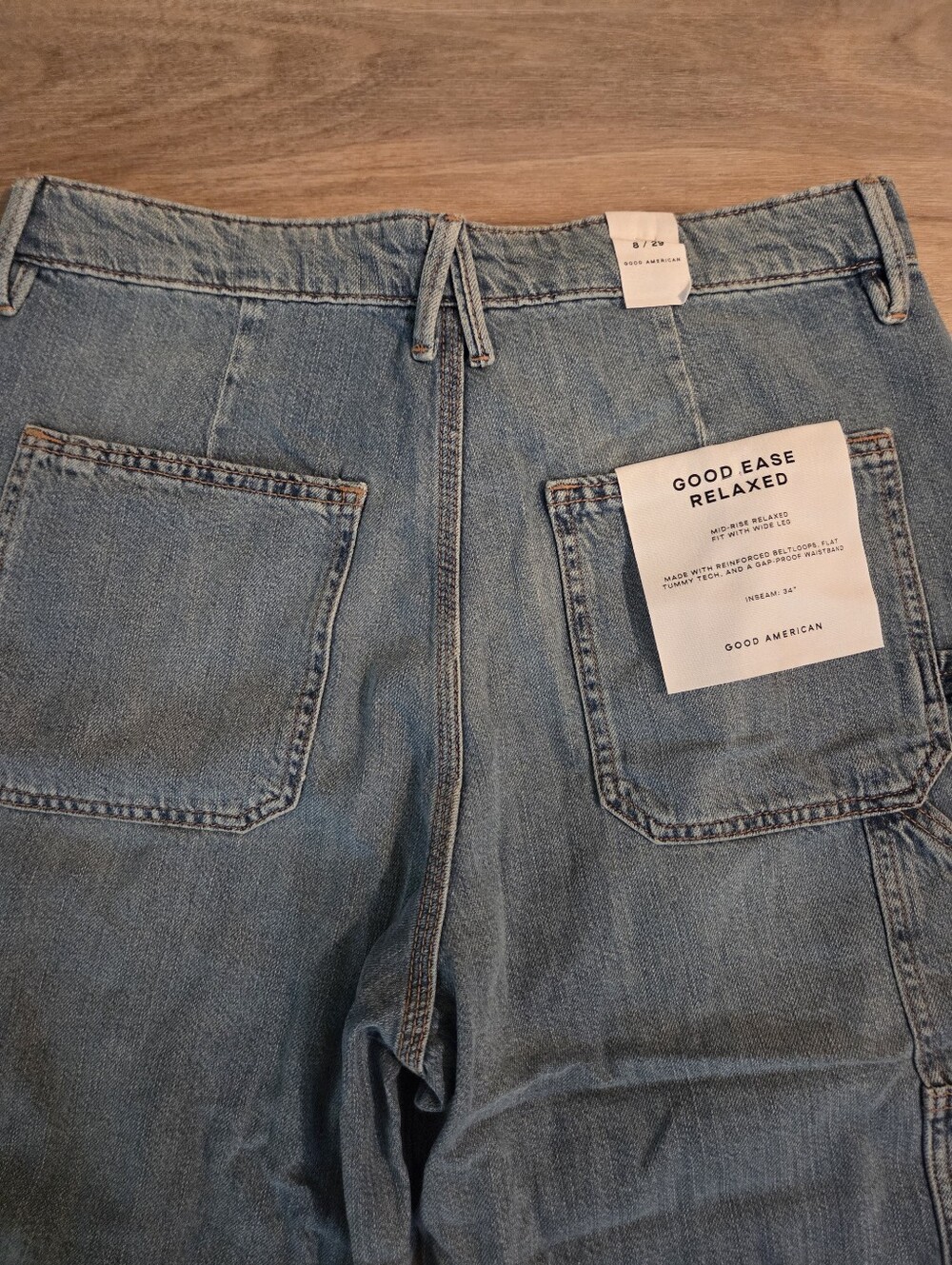 NWT Good AMERICAN Standard Ease Carpenter Jeans - Indigo879 - Picture 9 of 10